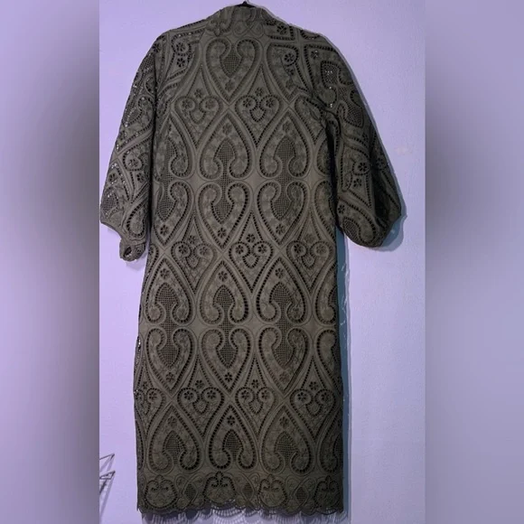 Tuckernuck Army Green Maryse Eyelet Lace Midi Dress medium - Picture 9 of 10